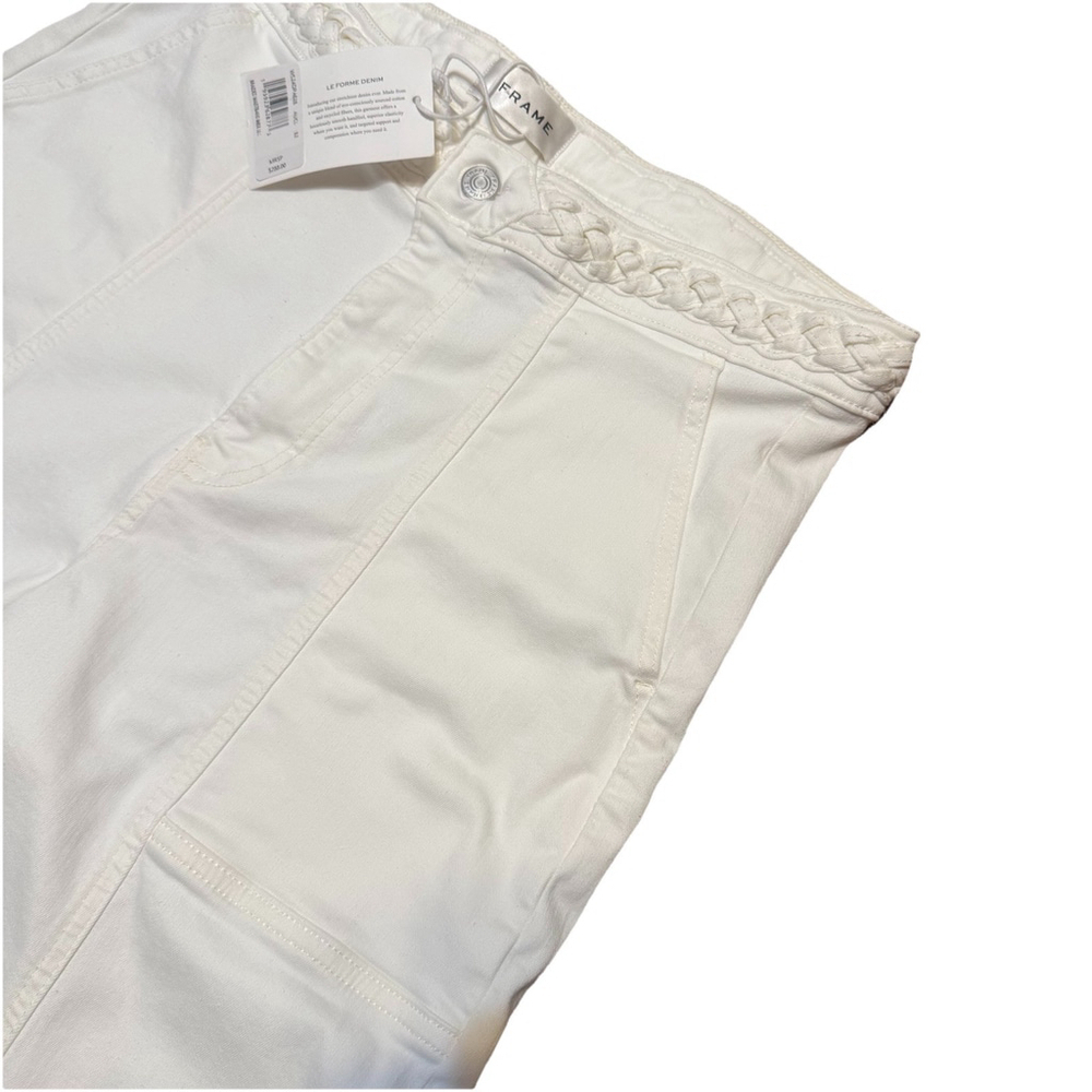 NWT FRAME Braided Wide Leg Jeans Women's Sz:32 White Waist High Rise - Picture 13 of 16